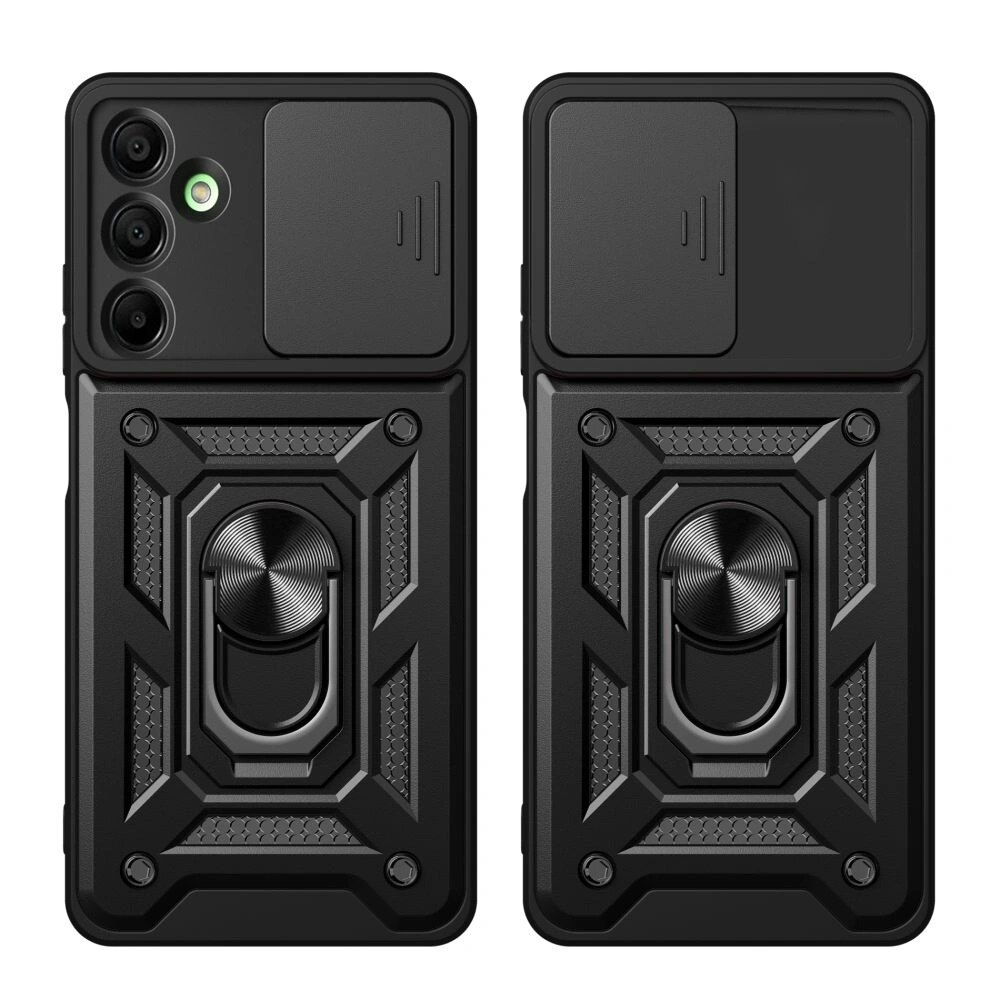 Husa Camshield Pro pentru Samsung Galaxy A16 4G / 5G, Tech-Protect, TPU / Policarbonat, Inel rotativ 360°, Negru