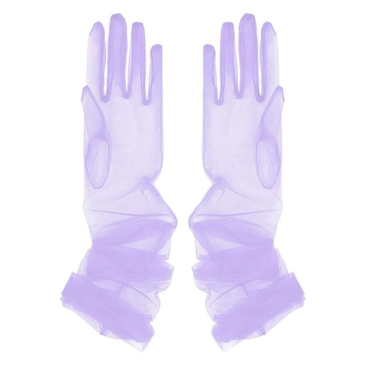 Manusi lungi tul transparent, universala - 659875, Mov, One-Size
