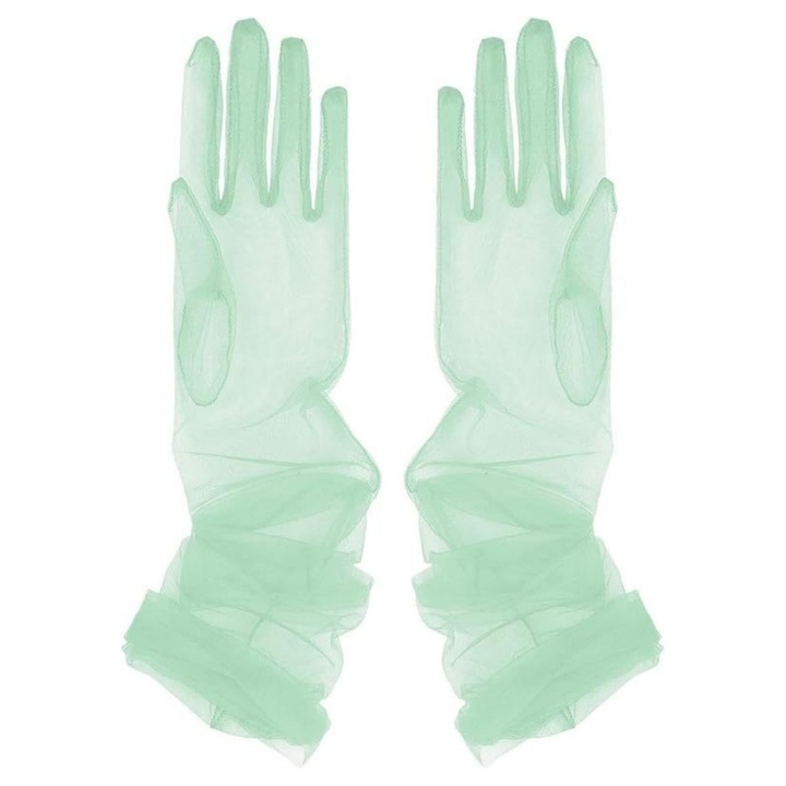 Manusi lungi tul transparent, universala - 659875, Verde deschis, One-Size