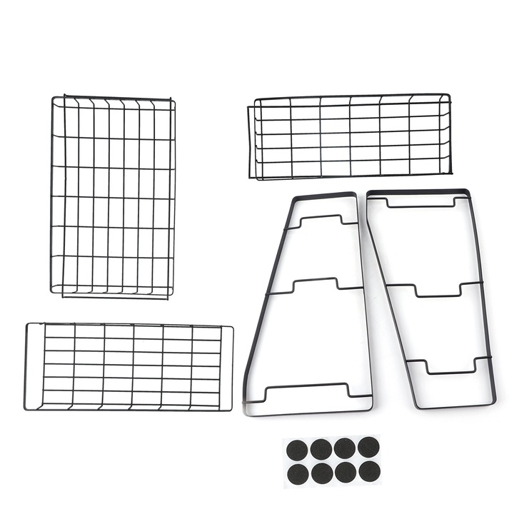 Jormftte fűszertartó állvány, 3 szintes, fekete, falra szerelhető, állítható méretű