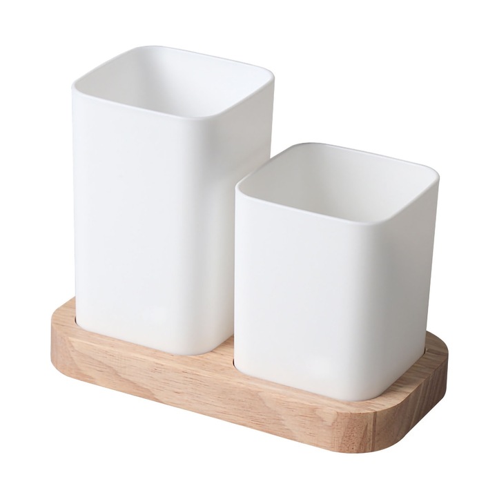 Evőeszköztartó fa alappal Nagy tárolókapacitású rekesz Nagy nyílású kialakítás Konyhai eszközök tárolója 2 rács