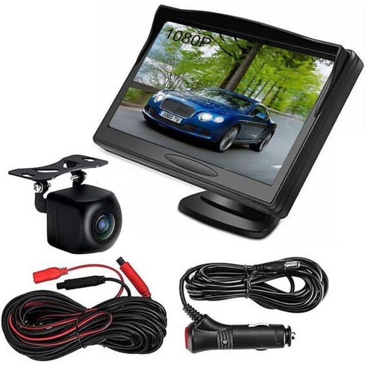 Monitor Auto 4, 3 inch si camera marsarier Alimentare Mufa Bricheta Auto 12-24V