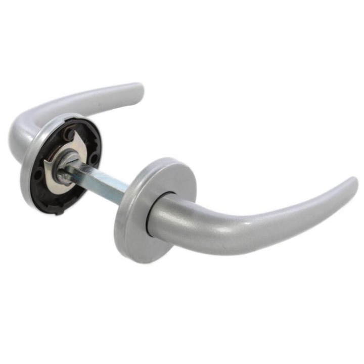 Maner cu rozeta rotunda pentru usa interior, Arad 701-152/M159, aluminiu, argintiu, 110 x 50 mm