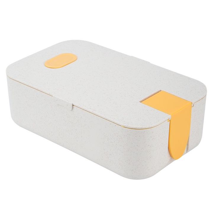 Jormftte hordozható téglalap alakú ételtartó doboz, 800ml, sárga, extrém hőmérsékleteknek ellenálló, könnyen zárható rendszerrel