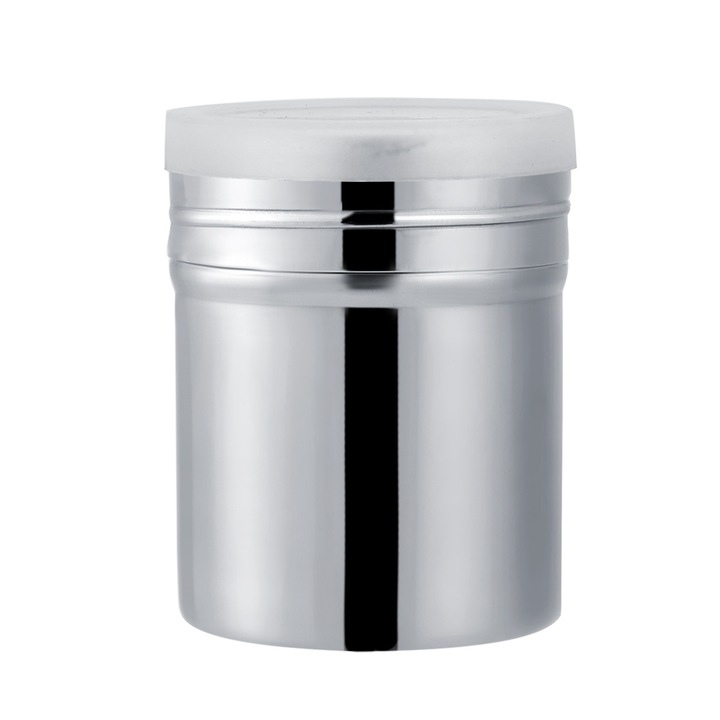 Jormftte rozsdamentes acél szűrő, kakaóporhoz és porcukorhoz, porvédő fedéllel, kis méret