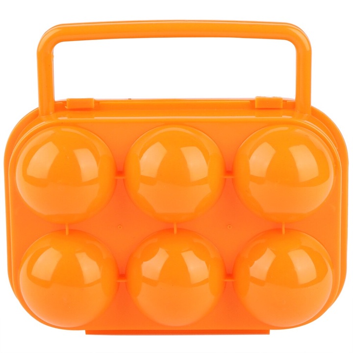 Jormftte ételtartó doboz 6 tojáshoz, narancssárga, fedéllel és fogantyúkkal, csatos kialakítás