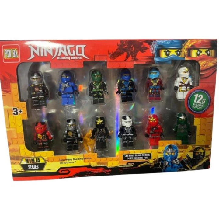 Комплект от 12 играчки Ninjago с аксесоари, многоцветни, 3+ години