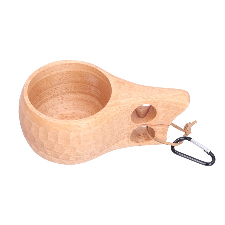 Jormftte fa bögre, hordozható, fogantyúval és csattal, 350ml, természetes színű