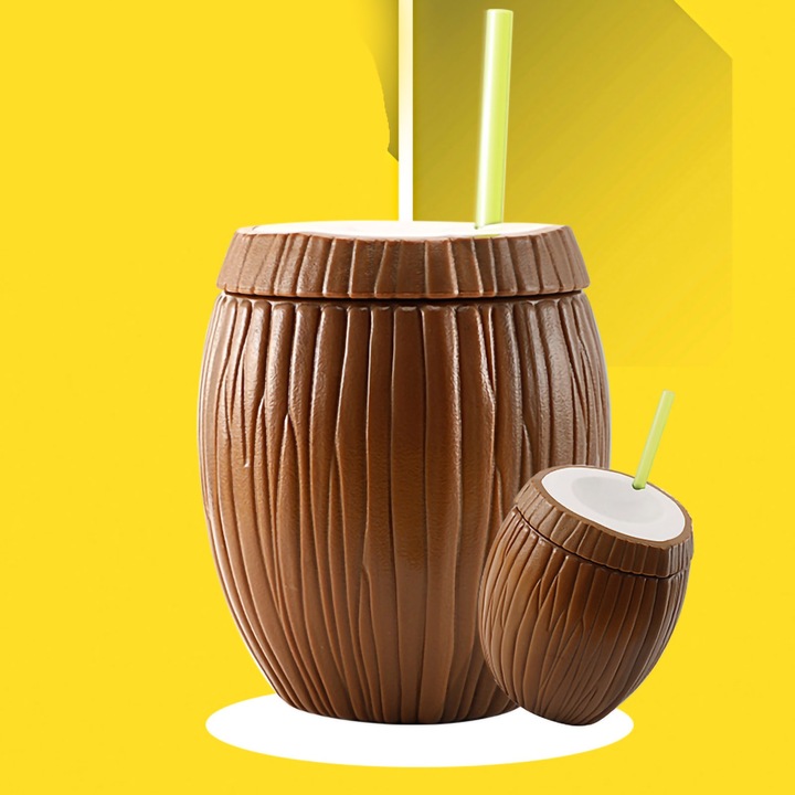 Gyümölcs alakú műanyag pohár, Jormftte, 300mL-500mL, hidegszigetelés, kétrétegű kivitel