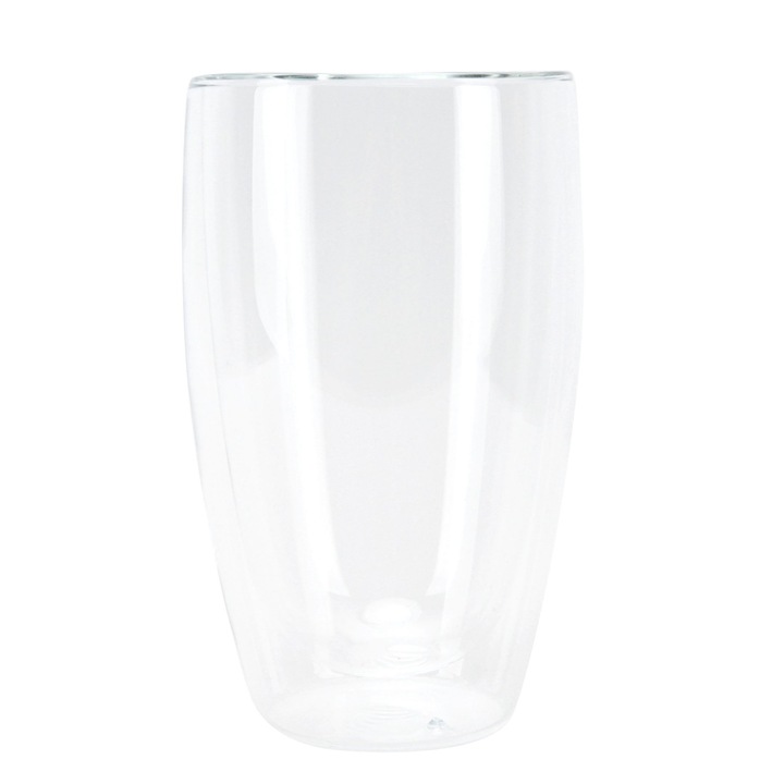 Átlátszó duplafalú bögre, Jormftte, hőálló, 450ml, italokhoz