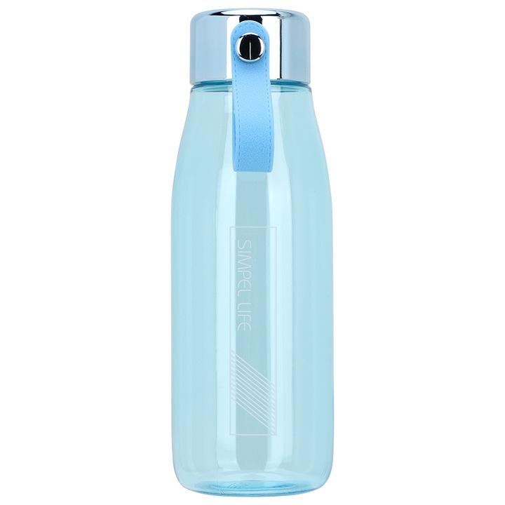 Jormftte kulacs, hordozható, 480ml, egyszerű design, fogantyús kupak, kék