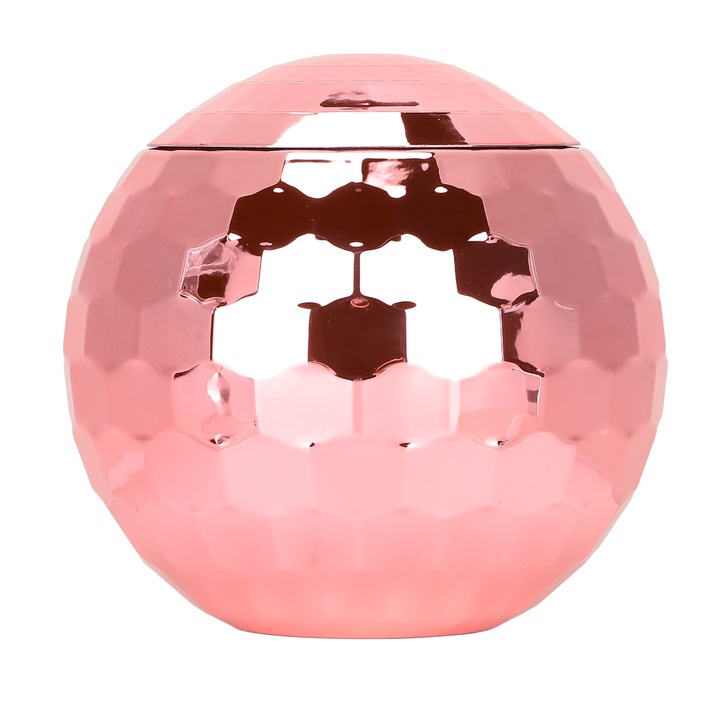 Flash Ball koktélospohár, nagy űrtartalmú, 600 ml, színes labdával, tematikus partikra, utazáshoz, rózsaszín arany