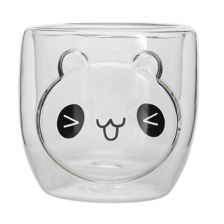 Átlátszó üvegpohár állatmintákkal, nagy űrtartalmú, Jormftte