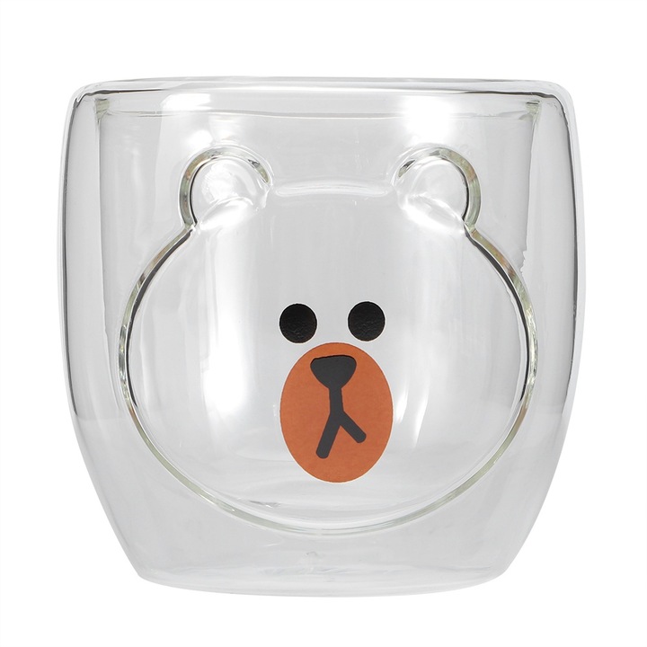 Átlátszó üvegpohár állatmintákkal, nagy űrtartalmú, Jormftte, 300ml