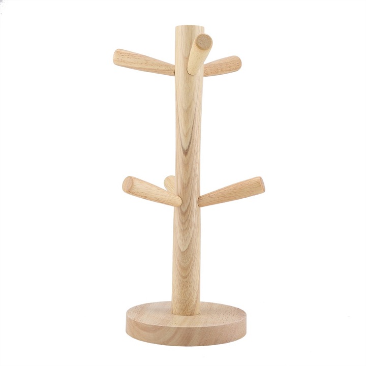 Természetes fa csészetartó, 6 tartóval, újrafelhasználható, környezetbarát