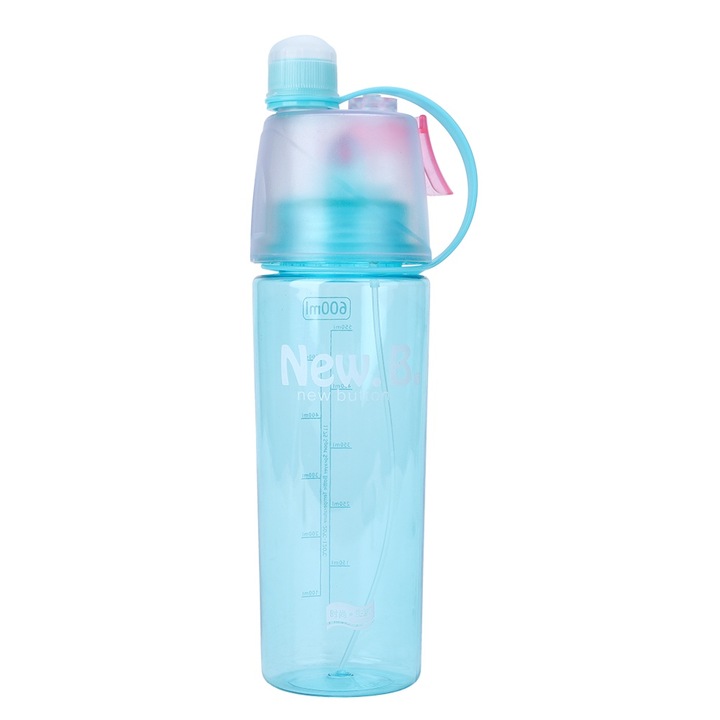 Hordozható műanyag utazóvíz ivópohár szivárgásmentes spray-palack kültéri sporthoz (kék 600 ml)