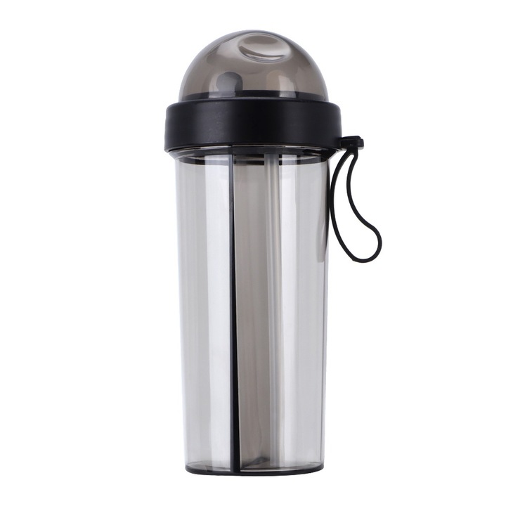 Jormftte 600 ml-es pohár, hordozható, két szívószállal, szivárgásmentes kialakítás, porvédő kupak