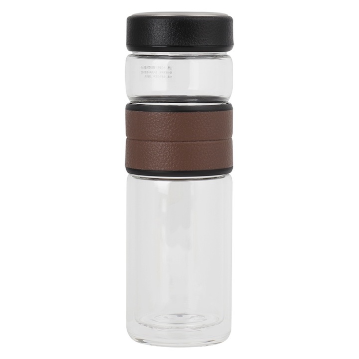 Jormftte hordozható teásüveg, teaelválasztó, boroszilikát, nagy kapacitású, barna színű