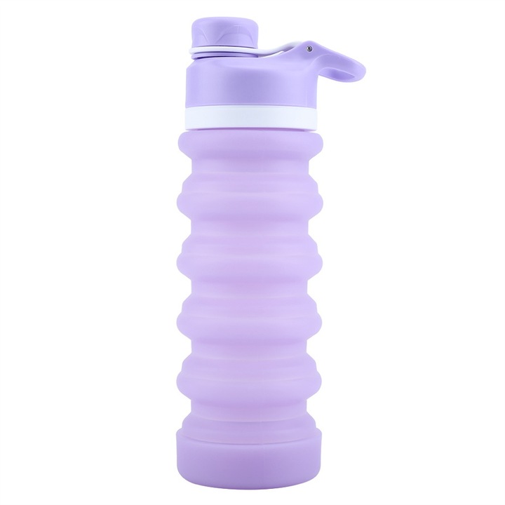 Összecsukható szilikon vizespalack, hordozható sporttúra futó kemping vizespoharak (világoslila), Jormftte