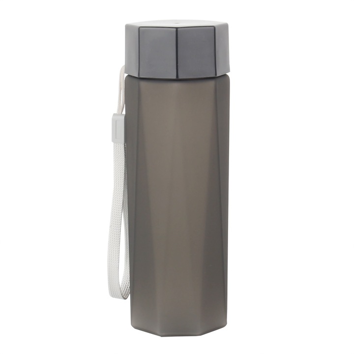 Hordozható sportvizes palack, 380 ml. Szivárgásmentes űrkupa, fekete, Jormftte