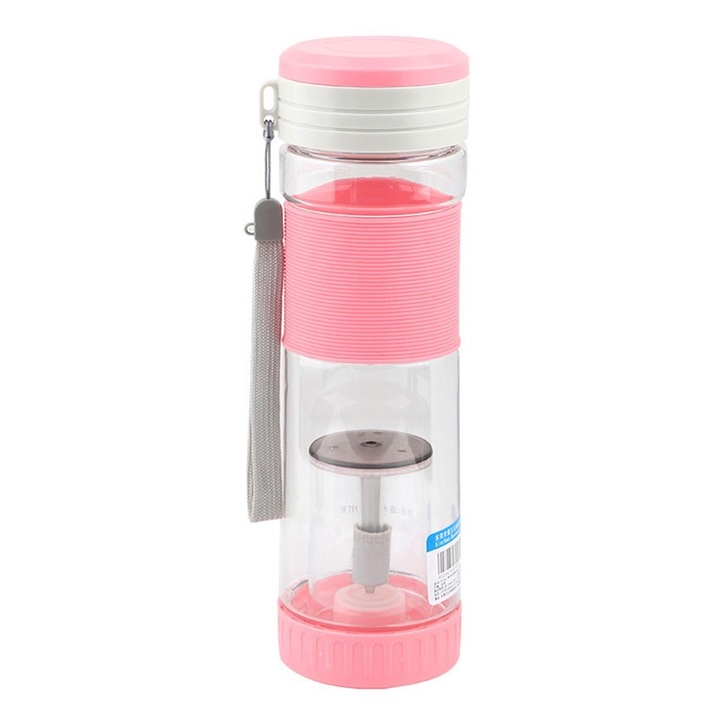 Jormftte 550 ml-es hordozható műanyag vizes teásüveg teafilterrel diákok irodájába (rózsaszín)