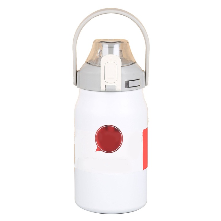 Termos din otel inoxidabil 316, capacitate mare, design portabil, alb, 1.2L