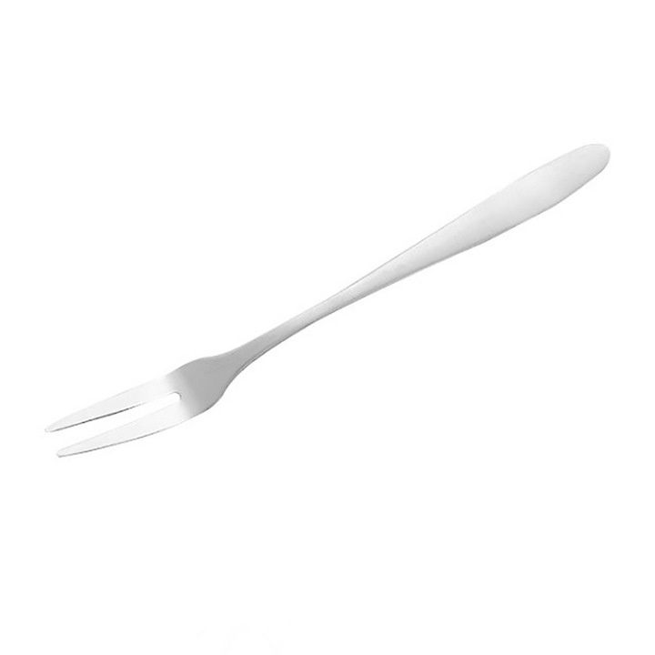 Jormftte rozsdamentes acél villa, 2 fogú, gyümölcs- és desszerttálaláshoz, könnyen tisztítható, hosszú nyéllel