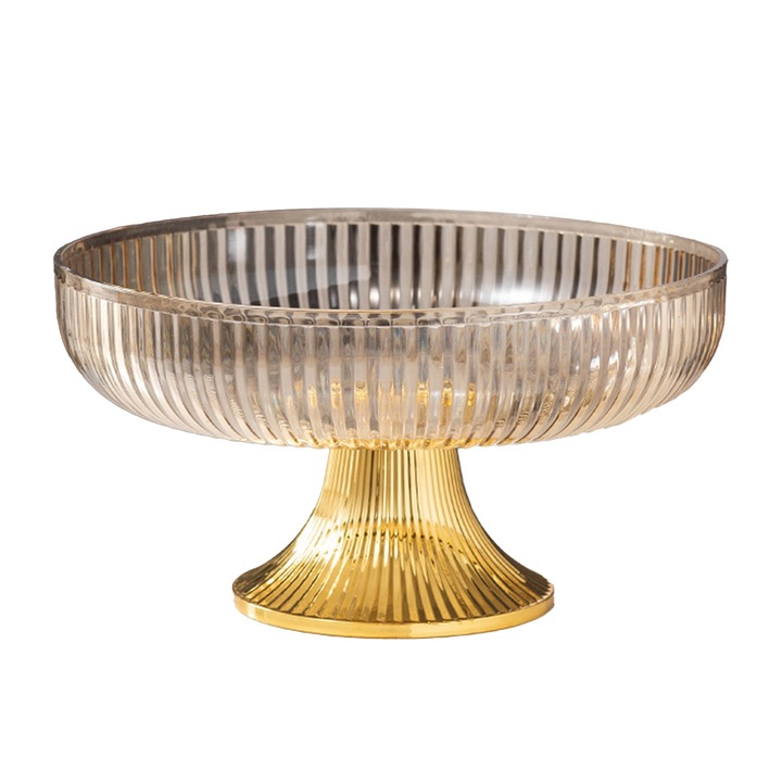 Jormftte többfunkciós műanyag tál, elegáns design, borostyán színű, gyümölcsöknek és rágcsálnivalóknak