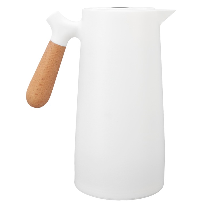 Kávéskanna, Jormftte 1L, nagy kapacitású, fa fogantyúval, levehető kivitel, hőszigetelés, fehér