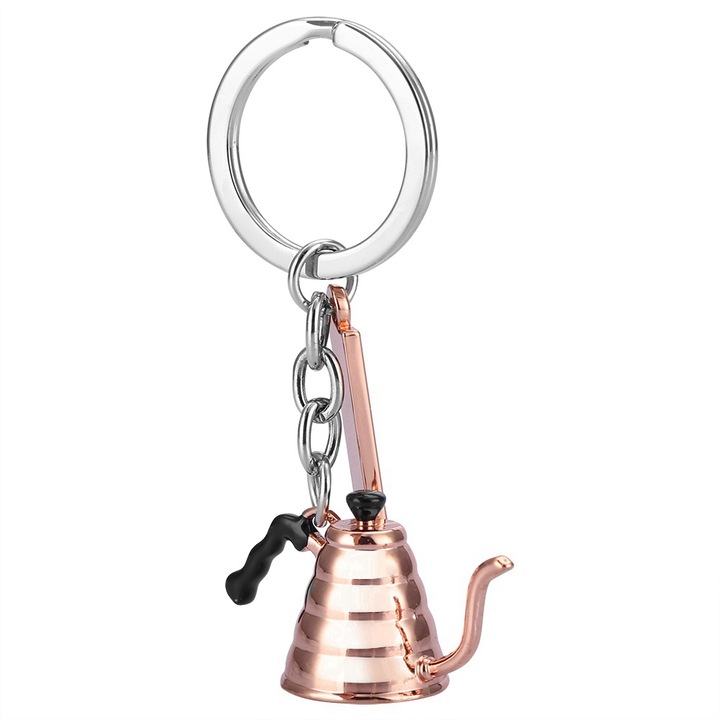 Cinkötvözet kávéprés kulcstartó, Jormftte, elegáns design, dekoratív, mini, szett