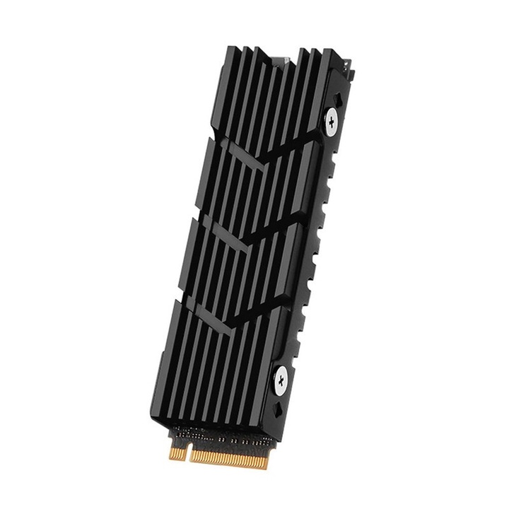 Охладител Heatsink M.2 NVMe SSD за PS5 Oein, за PCIE M2 2280 SSD, със силиконова термична подложка за PC/PS5, съвместим с Samsung 990 980 970 EVO Plus SN850 SN750 SN570 Firecuda 530, алуминий, черен