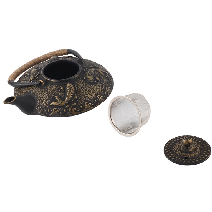 Jormftte 0.9L retro öntöttvas teáskanna, elegáns, fedéllel, otthoni, szállodai és éttermi használatra