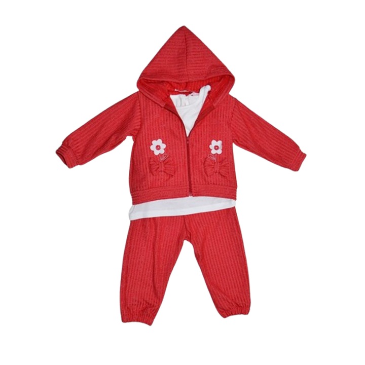 Compleu 3 piese pantaloni, bluza si jacheta pentru fete Mini Junior CMP-MJ78003, Rosu 114895