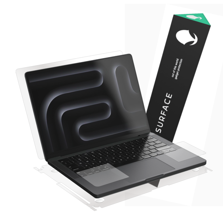 Folie protectie, compatibil cu Apple MacBook Pro M4 14 inch 2024, protectie exterior si rest pad pe interior, Alien Surface