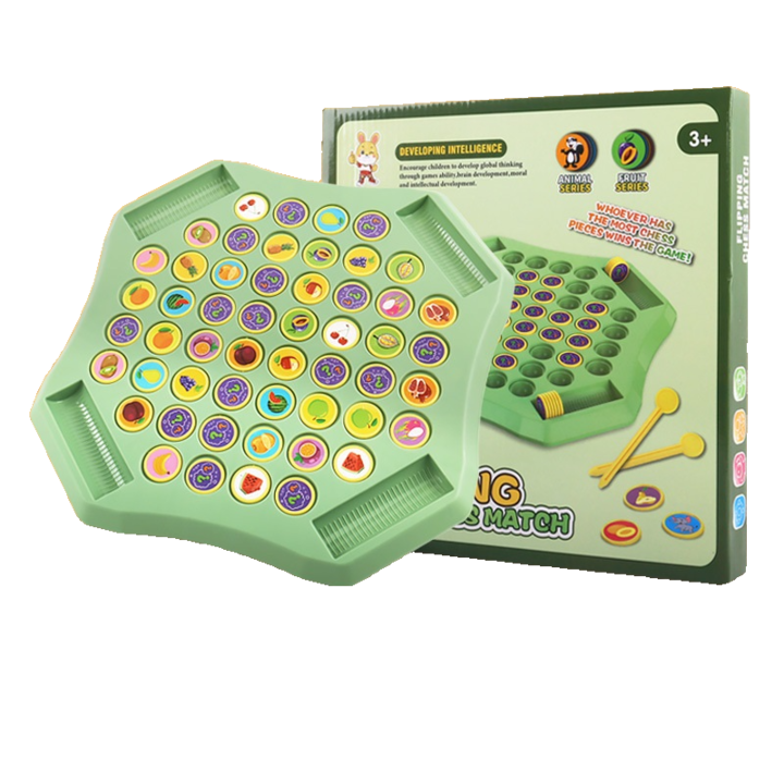 Társasjáték, Flip Chess, gyümölcstéma, 4 játékos készlet, interaktív, gyermekbiztonság
