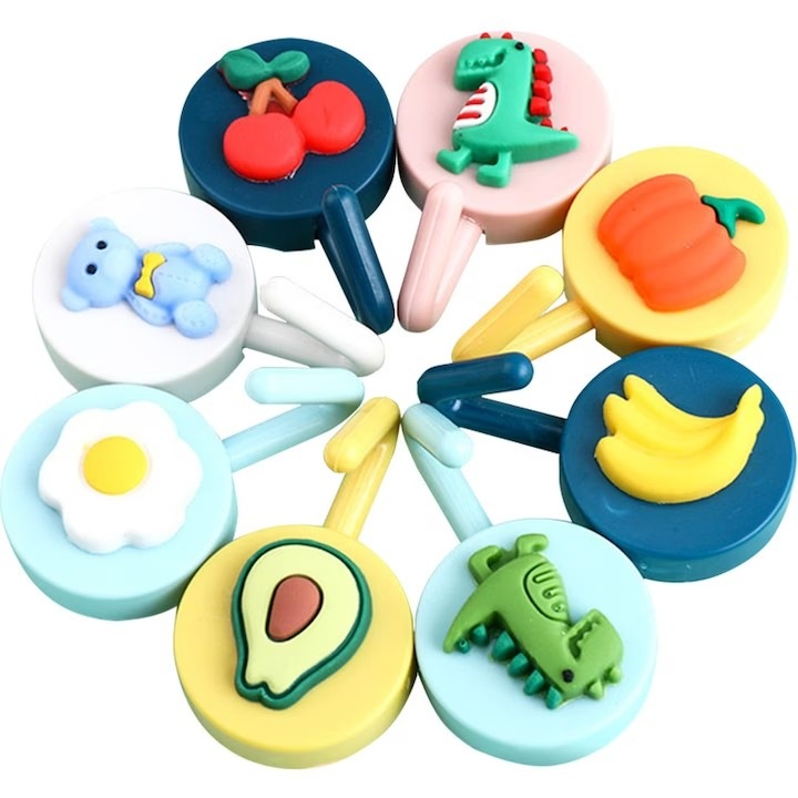 Set de 8 cuiere din plastic pentru baie cu suport adeziv, montare pe perete