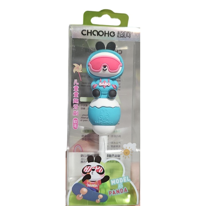 Periuta de Dinti Copii, 2-5 ani, model Panda albastru deschis
