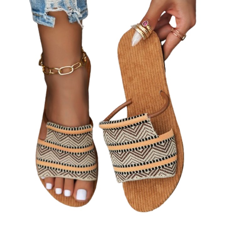 Papuci dama, ONNOLEEY, Textil, Multicolor, Multicolor, 39