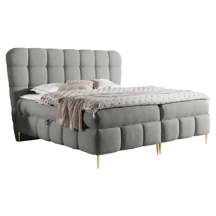 Pat boxspring Tiloni 180x200, MIRJAN24, argint, 186x227x123 cm