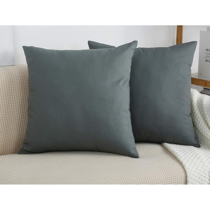 Set 2 fete de perna 35 x 35 cm bumbac ranforce gri inchis