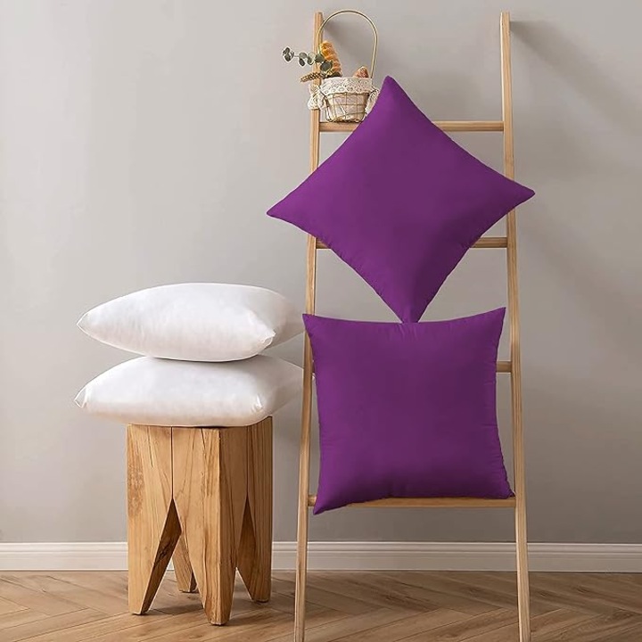 Set 2 fete de perna 35 x 35 cm bumbac ranforce mov inchis