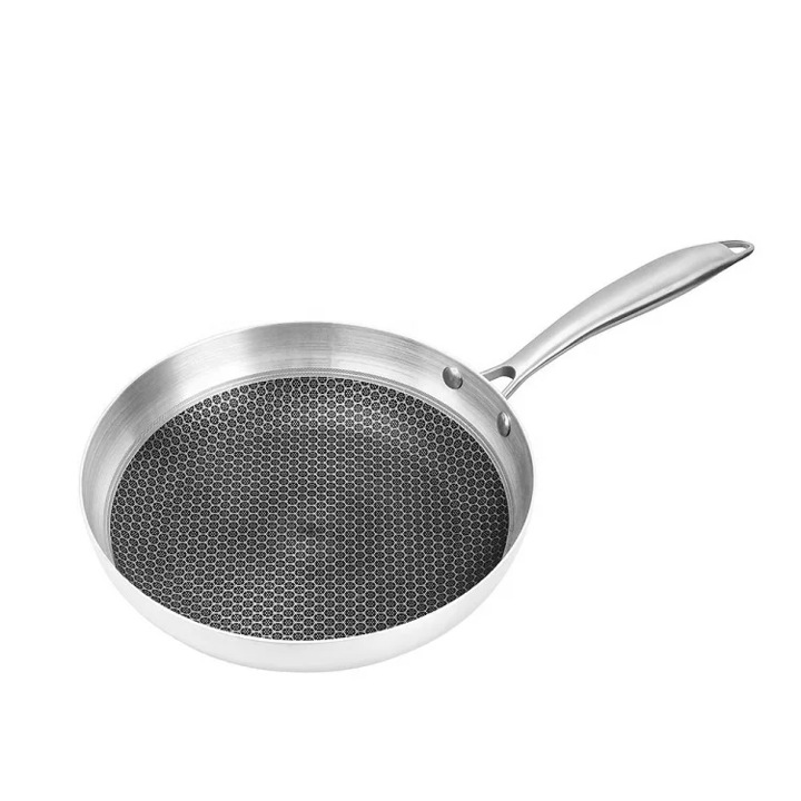 Тиган от неръждаема стомана, 28 см, с структура Hexagonal Honeycomb