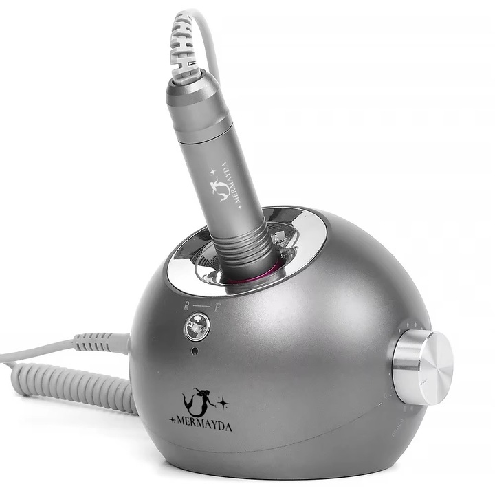 Freza electrica unghii profesionala, 35.000RPM, Mermayda, Model Ioana, Gri Carbon