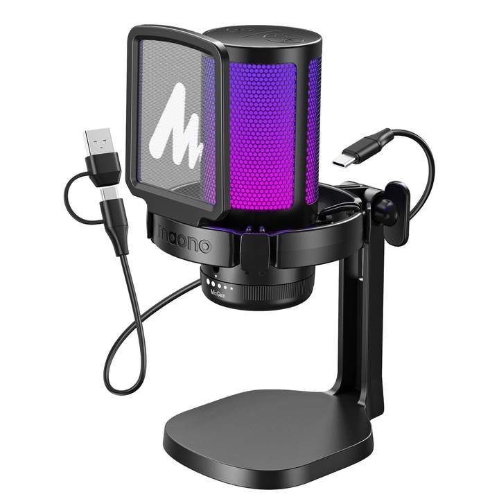MAONO DGM20 USB стриймър/геймърски микрофон RGB - черен
