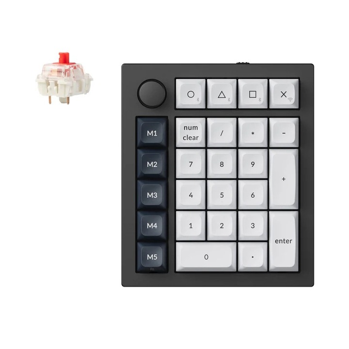 Безжична механична цифрова клавиатура, Numpad Keychron Q0 Max, програмируем QMK, Bluetooth 5.1, 2.4 GHz, Gateron Jupiter Red Switch, черен