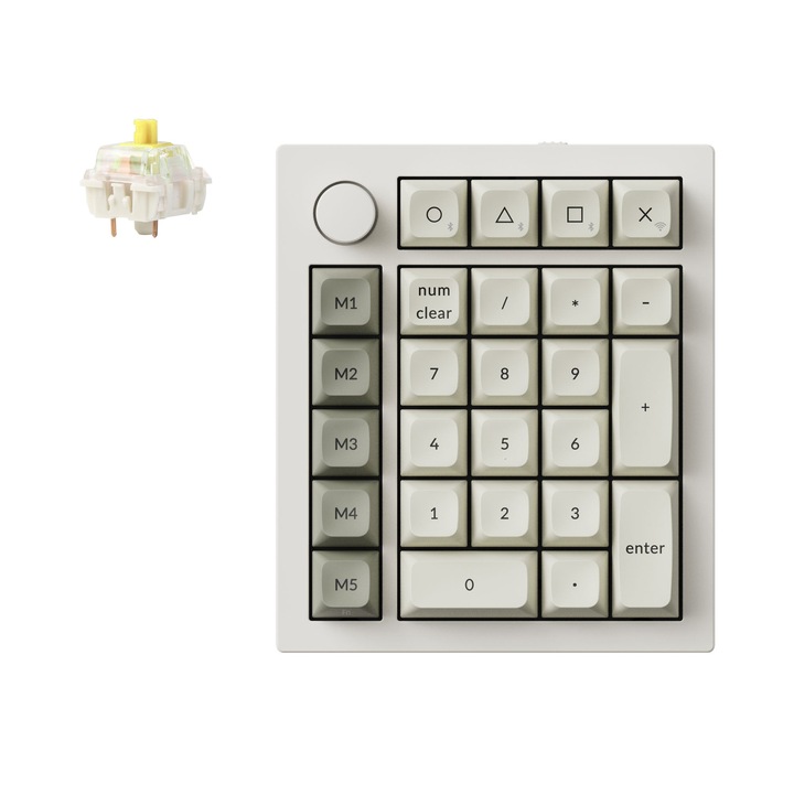 Безжична механична цифрова клавиатура, Numpad Keychron Q0 Max, програмируем QMK, Bluetooth 5.1, 2.4 GHz, Gateron Jupiter Banana Switch, бял
