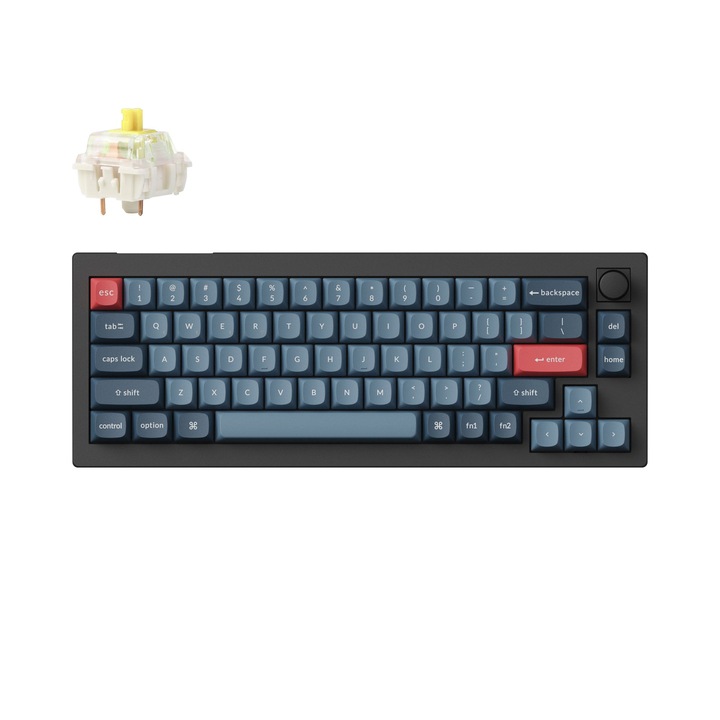 Безжична клавиатура Keychron V2 Max QMK/VIA, Hot-Swappable, 2.4GHz, Bluetooth 5.1, USB-C, Gateron Jupiter Banana, черна