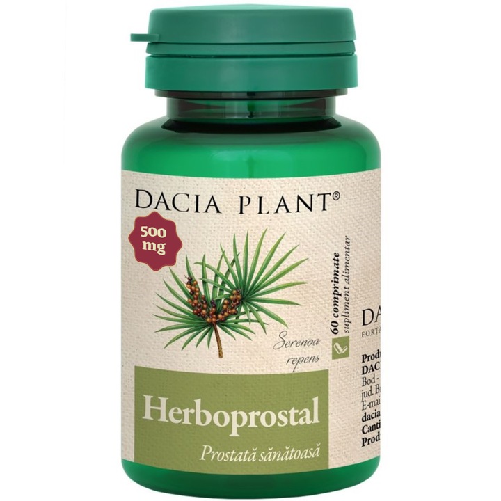 HerboProstal "Prostata sanatoasa" formula forte cu Saw palmetto, Urzica, Pufulita, Pygeum african, 60cp, Dacia Plant
