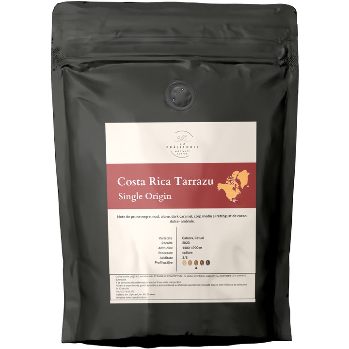 Cafea de Specialitate, Boabe, Proaspat Prajita, Origine Costa Rica, Arabica, 200g