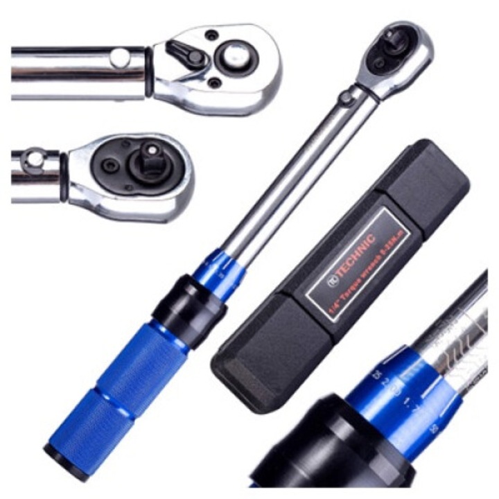 1/4" динамометричен ключ, 5-25 Nm, тресчотка, калибриран, в пластмасова кутия, TC Technic